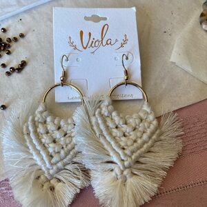 Cream Macrame Earrings